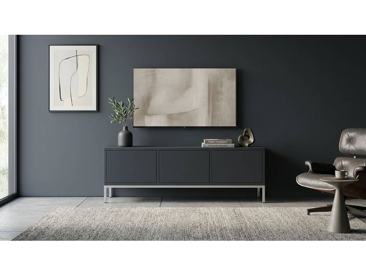 Schlichtes Lowboard nach Maß – gratis Magazin MDF Lackiert Anthrazit­grau RAL&nbsp;7016