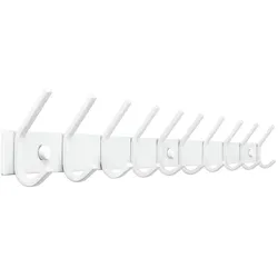 TOJ Living Wandgarderobe – 20 Haken – 78 cm – Edelstahl – Weiß – Hakenleiste