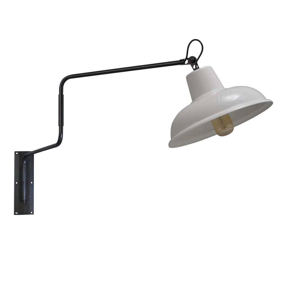 Masterlight Industria Retro Wandleeslamp - Zwart/Wit - Metaal