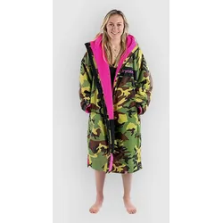 Dryrobe Advance Long Sleeve Surf Poncho green camo pink remix Gr. M
