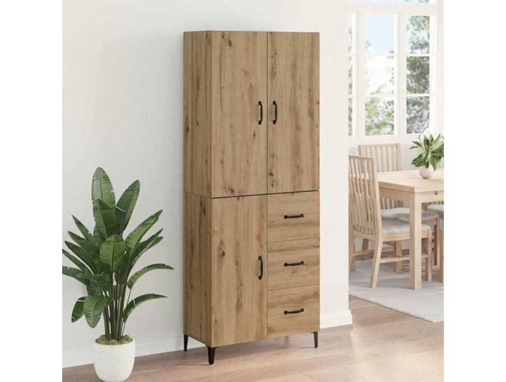 Marron Buffet haut CHIC Haut Armoire rectangulaire 1 PC Montage mural Chêne artisanal 69 5x34x180 cm N16274