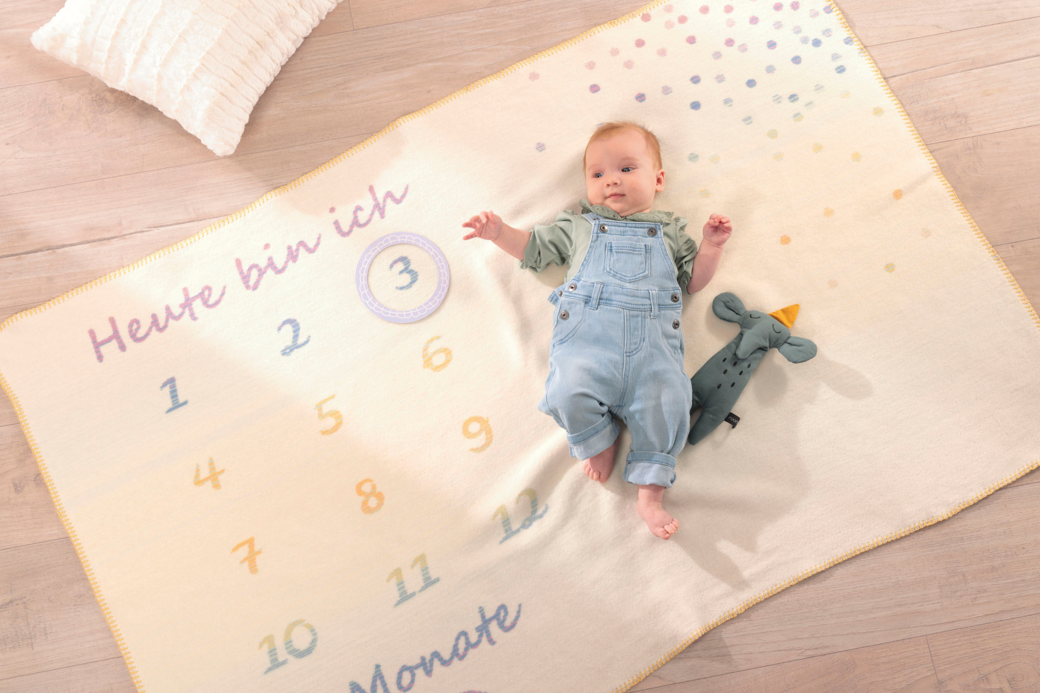 Babydecke BIEDERLACK "Babydecke Milestone", bunt, B:100cm L:150cm, Baumwolle, Polyacryl, Polyester, Wohndecken, Babydecke, Babydecke Milestone, die perfekte Fotodecke bunt B/L: 100cm x 150cm