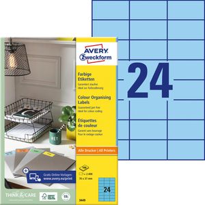 Zweckform Avery  3449 blaue Etiketten 70 x 37mm, 2400 Stück