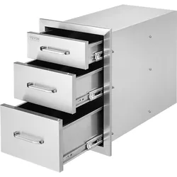 VEVOR Outdoor-Küchenschubladen, Unterputz-Grillschubladen aus Edelstahl mit dreifachem Zugriff und Griff, Grillinselschubladen für Außenküchen oder Terrassen-Grillstationen 356 x 516 x 588 mm