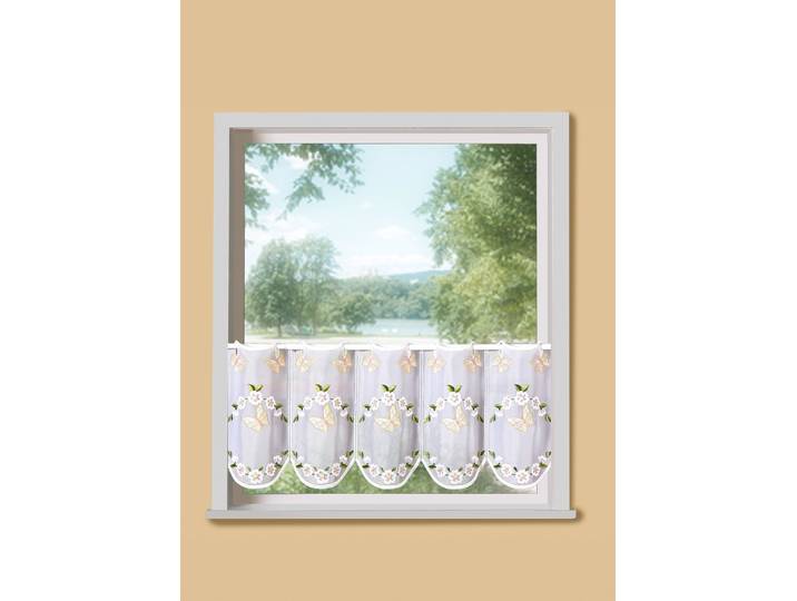 Bestickter Kurzstore mit Schmetterlings-Motiven, Weiss, Größe 664 (H30xB160 cm)