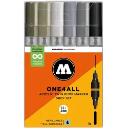 Molotow, Marker, Acrylmarker One4All Acrylic Twin Grey Set (6x)