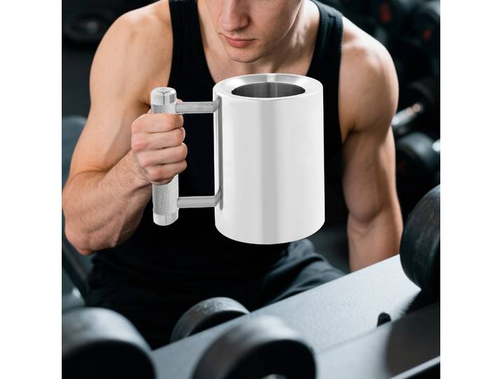 Tasse en métal en forme d'haltère de 300 ml, 8 kg, tasse à eau de fitness robuste, tasse d'exercice créative en forme d'haltère, bouteille de sport portable pour la salle de sport