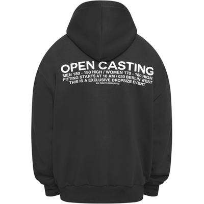 Kapuzenpullover DROPSIZE "Dropsize Herren Dropsize Heavy Oversize ''OPEN CASTING'' Hoodie", Herren, Gr. S, washed schwarz, 70% Baumwolle, 30% Polyester, bedruckt, Rundhals, Pullover Kapuzenpullover