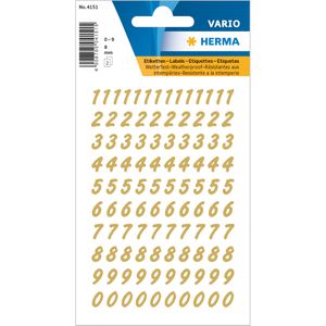Herma Klebezahlen 4151 Vario 0-9, gold, wetterfest, selbstklebend, 0,8cm, 208 Stück
