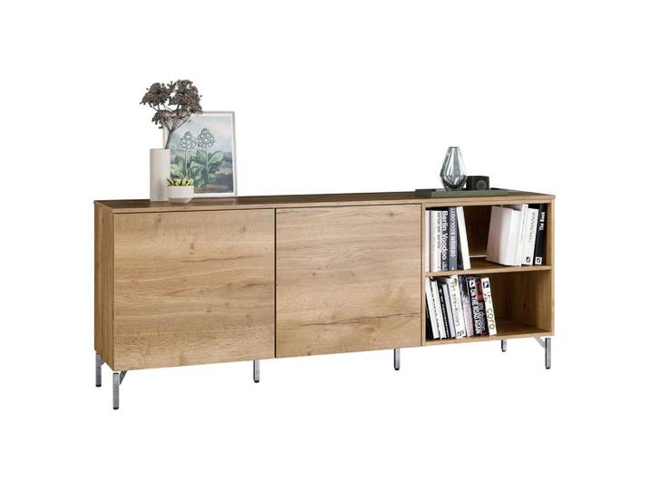 Celina Home Sideboard, Eiche, Metall, 3 Fächer, 180.3x73.6x48.5 cm, in verschiedenen Holzdekoren erhältlich, Beimöbel individuell planbar, Typenauswahl, Wohnzimmer, Kommoden & Sideboards, Sideboards