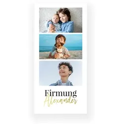 Einladungskarte Firmung: Goldmomente mit Fotos in Weiß
