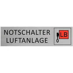 CombiCraft Aluminium Türschild Notschalter Luftanlage 165x45mm mit 3M-Tape zur Befestigung, einfache Kennzeichnung von Räumen und Bereichen