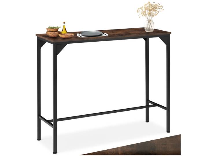 Table de bar industrielle Kerry 120x40x100,5cm - Bois foncé industriel, rustique