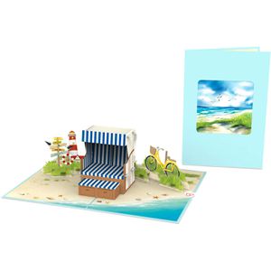 papercrush Gutscheinkarte PC08191, 120 x 175 mm, mit Umschlag, Motiv: Strandkorb