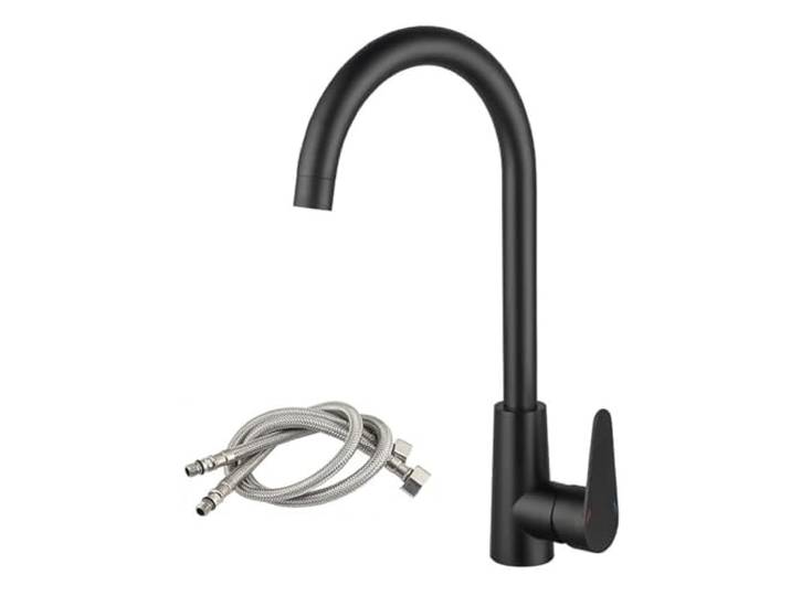 Schwarzer Küchenarmatur, 360 Grad drehbar, Edelstahl, Küchenspüle, Wasserhahn for heißes und kaltes Wasser, Spültischmischer, Küchenwasserhahn