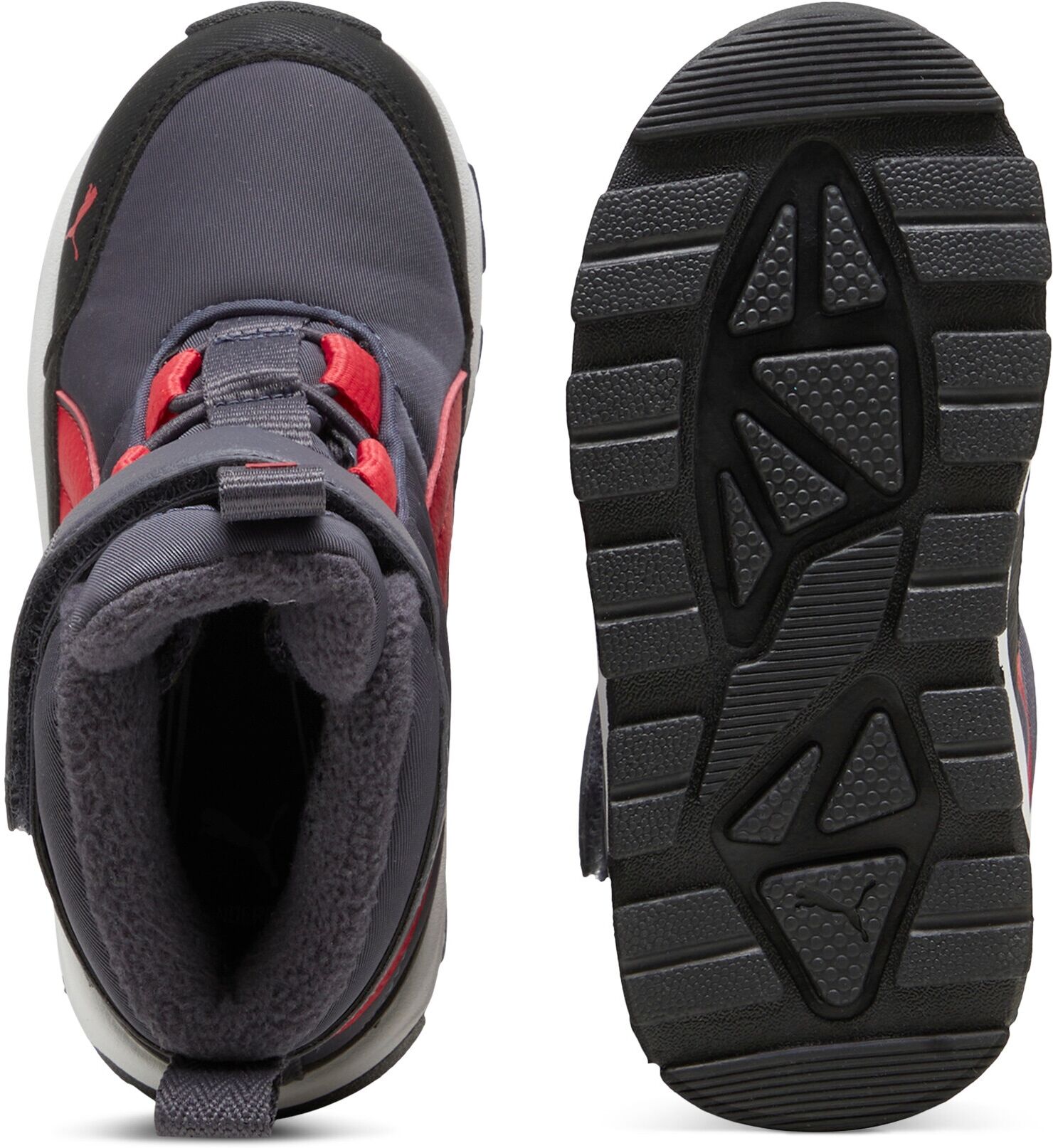 Winterboots PUMA "EVOLVE BOOT PURETEX AC+INF", Jungen, Gr. 22, Textil, grau (galactic gray, tart cherry, puma schwarz), unifarben, Schuhe Winterboots, Snowboots, Winterstiefel, Winterschuhe, wasserdicht galactic gray, tart cherry, puma schwarz 22, Textil