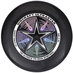 Discraft Wurfscheibe Ultrastar Sportdisc Starburst, Wettkampfscheibe, 175g, schwarz mit Motiv, Ø 27,5cm