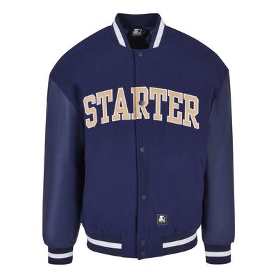 Funktionsmantel STARTER BLACK LABEL "Starter Black Label Herren Starter Team Jacket", Herren, Gr. L, dunkelblau, 50% Wolle, 50% Viskose, Mäntel