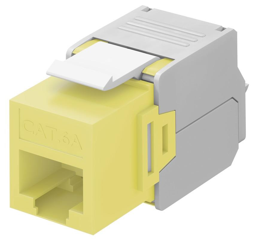 Goobay CAT 6A Keystone RJ45 module UTP 500 MHz geel/wit
