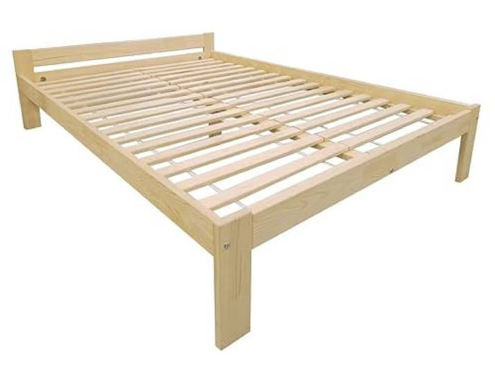 PROSBUD Bett 140x190 cm Mit Lattenrost Bettrahmen Bettgestell Unbehandeltes Kiefernholz Naturfarbe Malma