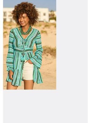 Plus Size Women's Boho Slit Front Tunic by Joe Browns in Geo Stripes (Size 10/12)