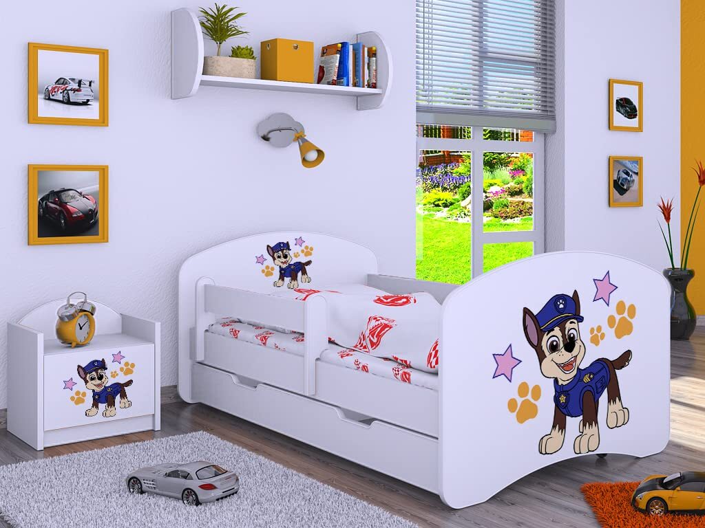 BDW Kinderbett Super Hunde, Babybett Kinderzimmer, Weiß (Motiv 5), 190 x 90 cm