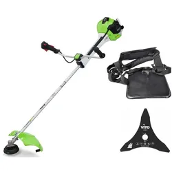 vitoGARDEN 43 Cm3 Motorsense mit Verbrennungsmotor 2T 1,6PS + Messer mit 3 Zähnen + Fadenspule + VITO-Weitwurfgurt