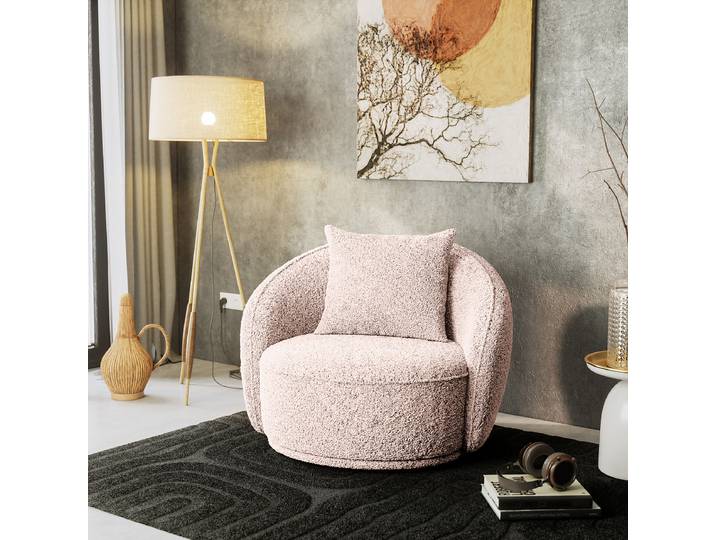 Fauteuil lounge pivotant Rose foncé Tissu chenille Garnet 101 x 95 x 96cm
