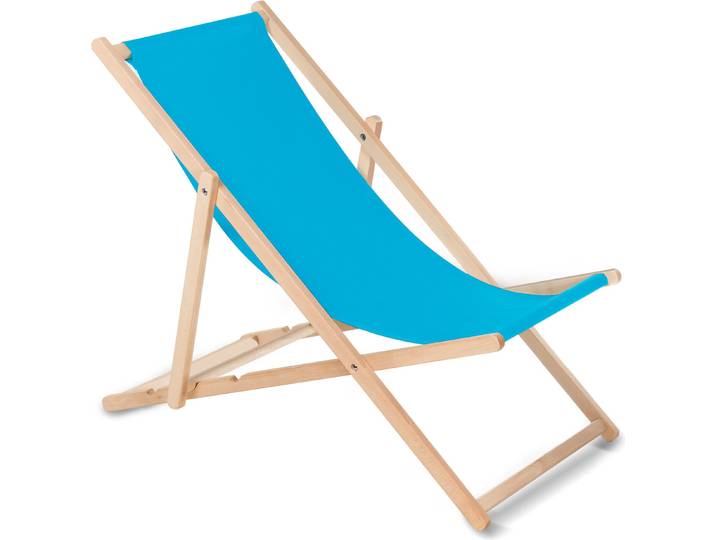Chaise longue en bois de hêtre sans accoudoirs Chaise longue de jardin 110kg bleu clair