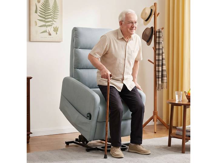 HOMCOM Fauteuil Relax Électrique Releveur Effet Lin Gris