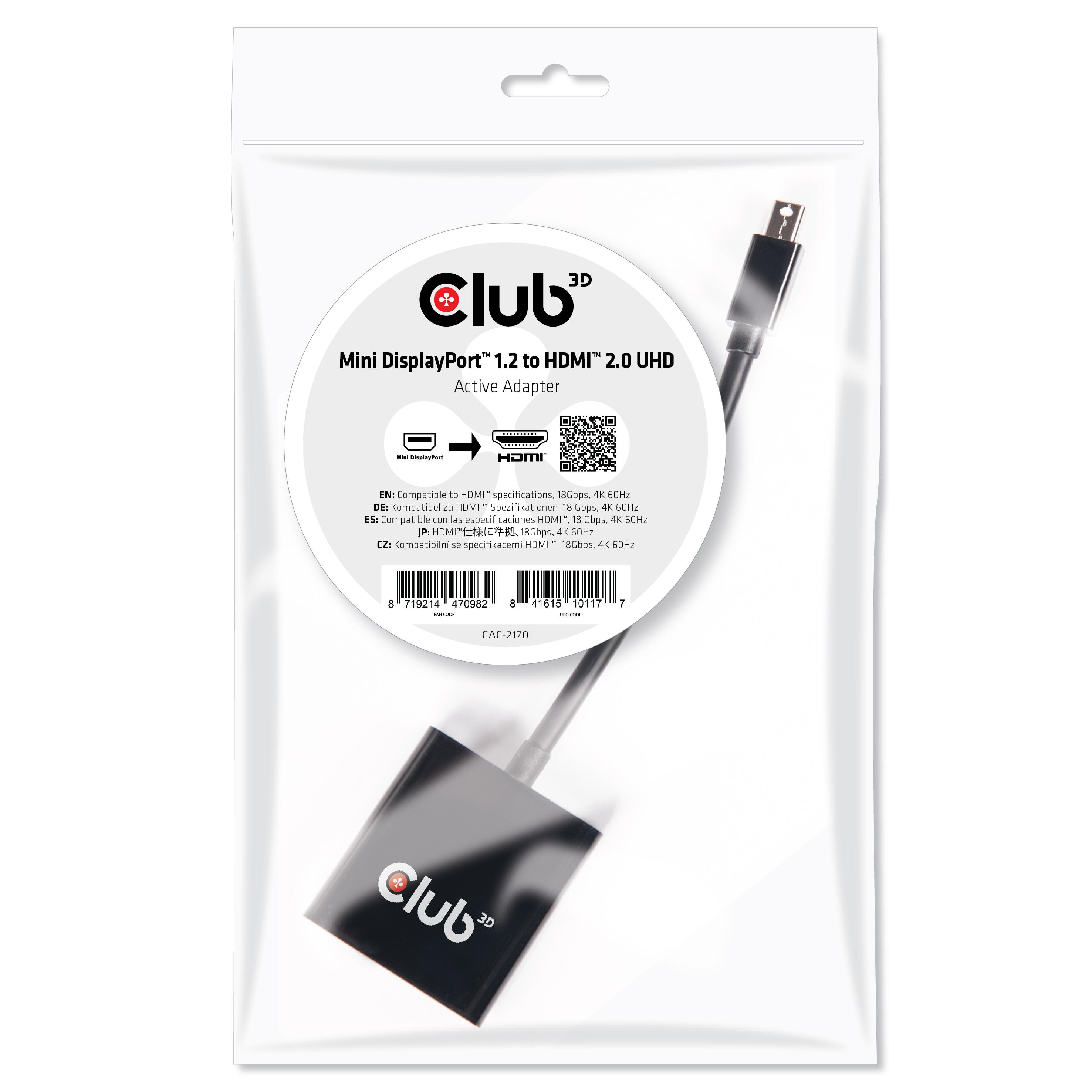 Club 3D CAC-2170 Mini DisplayPort 1.2 / HDMI 2.0 UHD Active Adapter