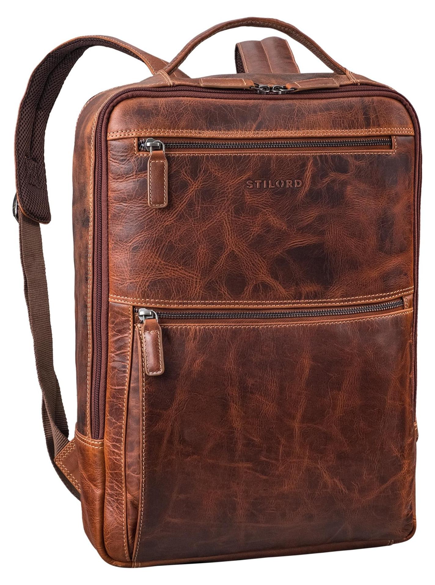 Stilvolle Leren Laptop Rucksack für 17 Zoll