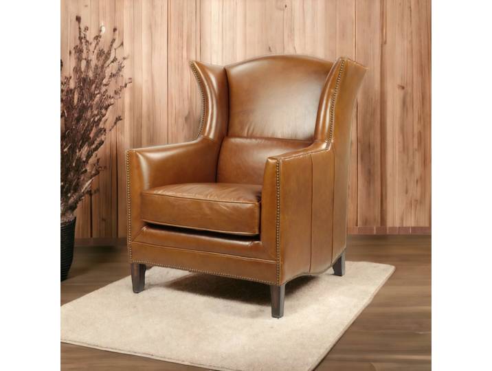 Fauteuil Lounge Bradley en Cuir - Havana