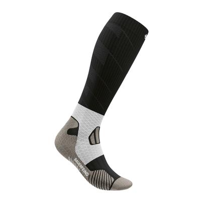 Kompressionsstrümpfe BAUERFEIND "Trail Run Compression Socks", Mädchen, Gr. 42-45, schwarz (schwarz, l), Polyamid, unifarben mit Farbeinsatz, elastisch, Socken Kompressionsstrümpfe, mit Kompression, wärmende Wirkung, elastische Passform