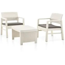 vidaXL 3-tlg. Garten-Lounge-Set Kunststoff Weiß