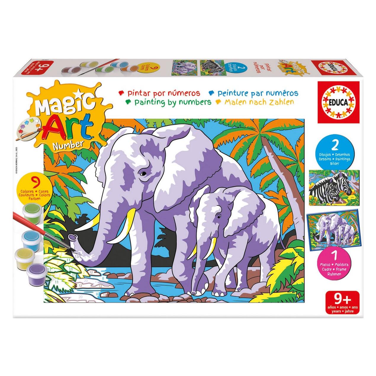 Educa Malovin nach Zahlen: Elefanten und Zebras (20301)