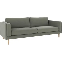 Sofa Braden 3-Sitzer aus Eiche mit Bezug Rita, klassisch, grün, Beine weiß pigmentiert