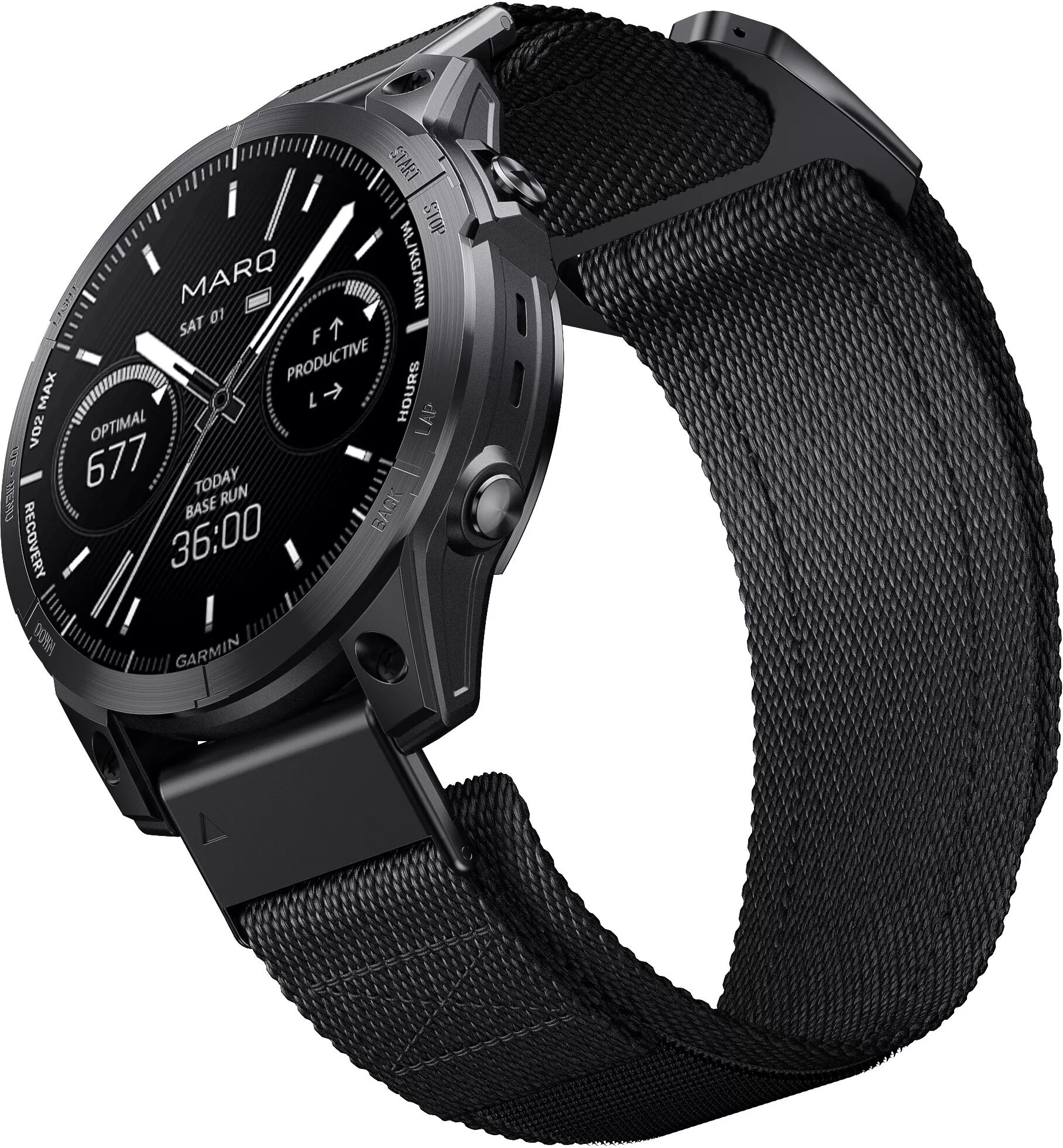 INF 26mm Schnellverschluss-Armband aus gewebtem Nylon für Garmin Uhren Schwarz