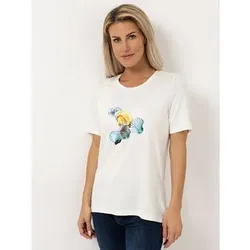 DENIM & CO. Shirt, 1/2-Arm Rundhalsausschnitt Seitennahtschlitze platzierter Druck