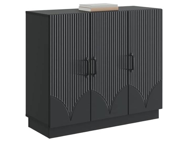 KTHLBRH Sideboard schwarz 89 x 34,5 x 77 cm Ingenieurholz 3 Türen, 60 kg Kapazität, einfache Montage, vielseitige Verwendung im Esszimmer