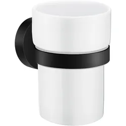 Smedbo HOME - Zahnputzbecherhalter, Schwarz/Porzellan HB343P