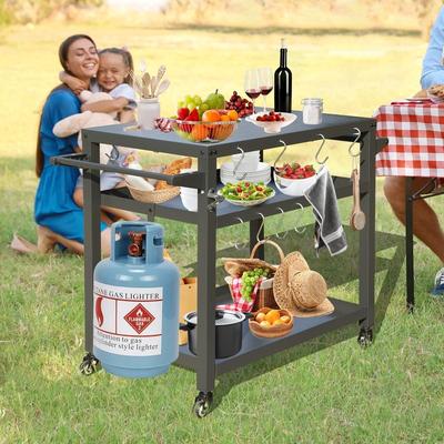 Domi Outdoor Living Domi Outdoor Grill Cart with Wheels,XL Outdoor Kitchen Island with Storage,Cooking Prep BBQ Table for Patio
