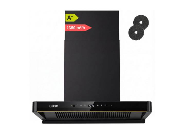 KB Elements Wandhaube Dunstabzugshaube 80 CM, ELK151H80 1350 m³/h Saugleistung, Automatische Wärme-Reinigung