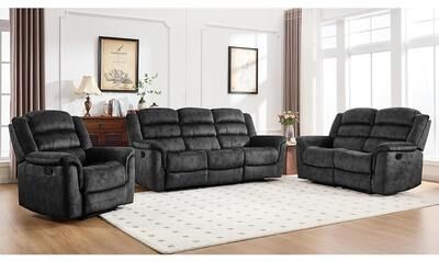 EBELLO Reclining Sofa for Living Room, Extra Wide Modern Overstuffed 3 Seat Recliner Manual Sofa Chair