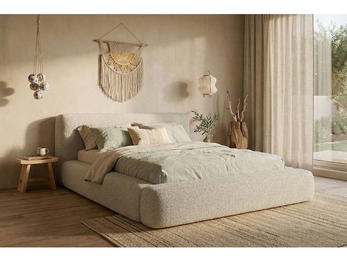 yourhouse24 Polsterbett Mannam Bezug Quelle, XXL-Kopfteil, Keder-Design