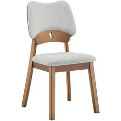 STILVORA Gepolsterter Esszimmerstuhl Gummibaumholz Grau 43x42x46 cm, 2er-Set