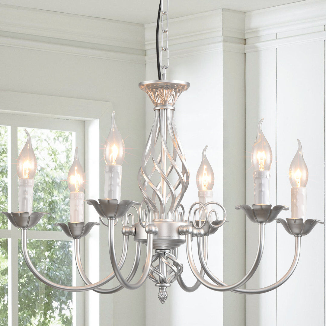 Canora Grey Pelchat 6 - Light Candle Style Chandelier Silver 36cm H X 58cm W X 58cm D