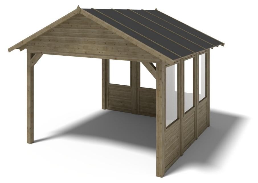 Gartenlaube Gartenpavillon 4.04x4.04m mit Paneelen - Imprägniert