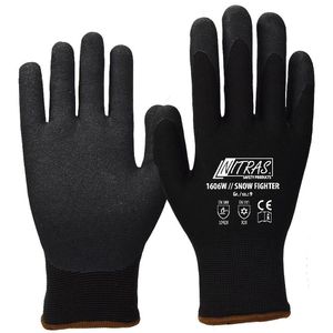 NITRAS Arbeitshandschuhe Snow Fighter, 1606W, Nitril-Beschichtung, schwarz, Größe 9 / L, 12 Paar