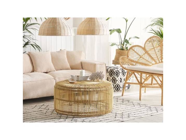 Table basse design en rotin clair LIMNI
